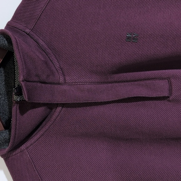 DKNY 1/4 Zip Mock Neck Long Sleeve Pullover Sweater Men Small Burgundy - Picture 4 of 10